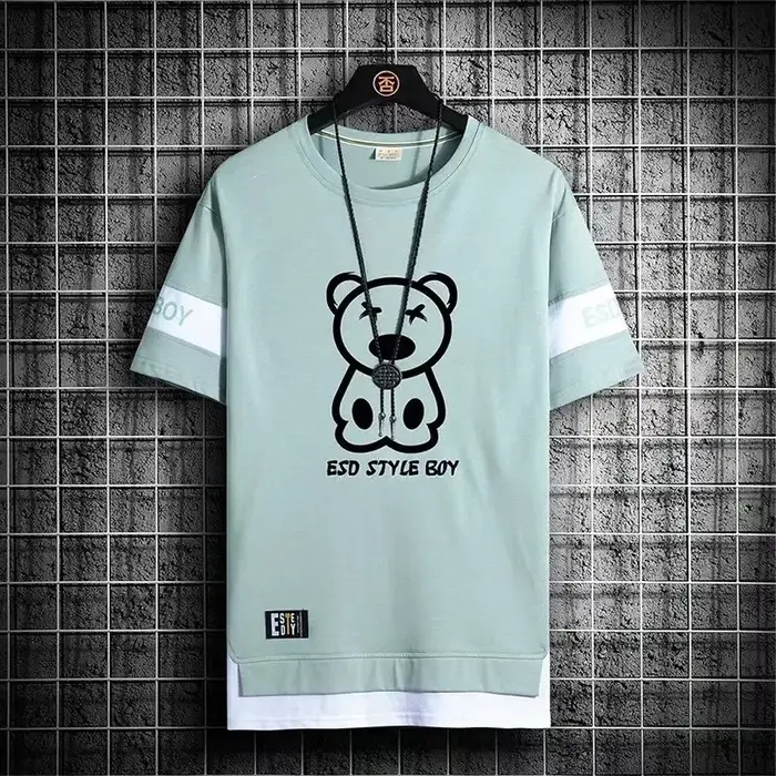 T-shirt pour hommes manches courtes hommes t-shirts Style coréen Streetwear imprimé Harajuku surdime