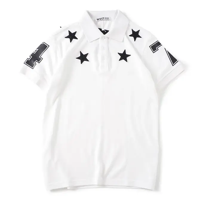 Haut nouveau hommes luxe 2021 classique brodé PU cuir étoile 74 polos chemise Hip Hop Skateboard coton Polo Top M-2XL # D177