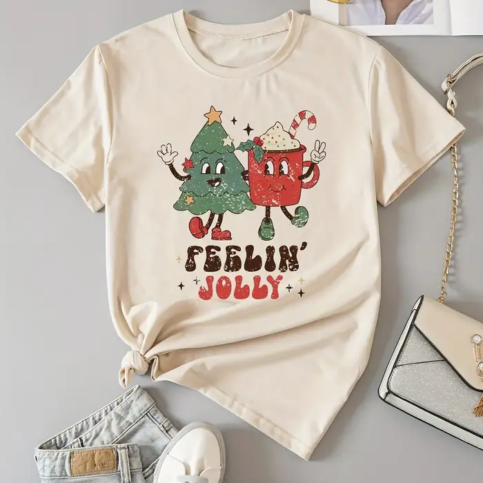T-shirt graphique joyeux Noël pour femme