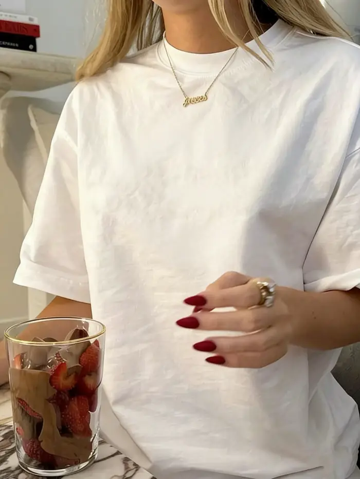 T-shirt femme en coton 100% uni Y2K