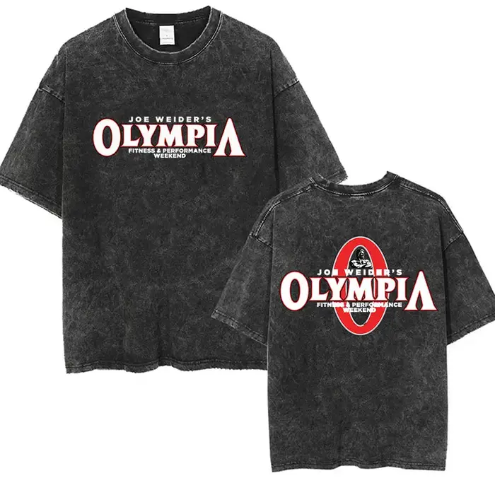 T-shirt graphique vintage délavé Olympia Gym pour homme 2026