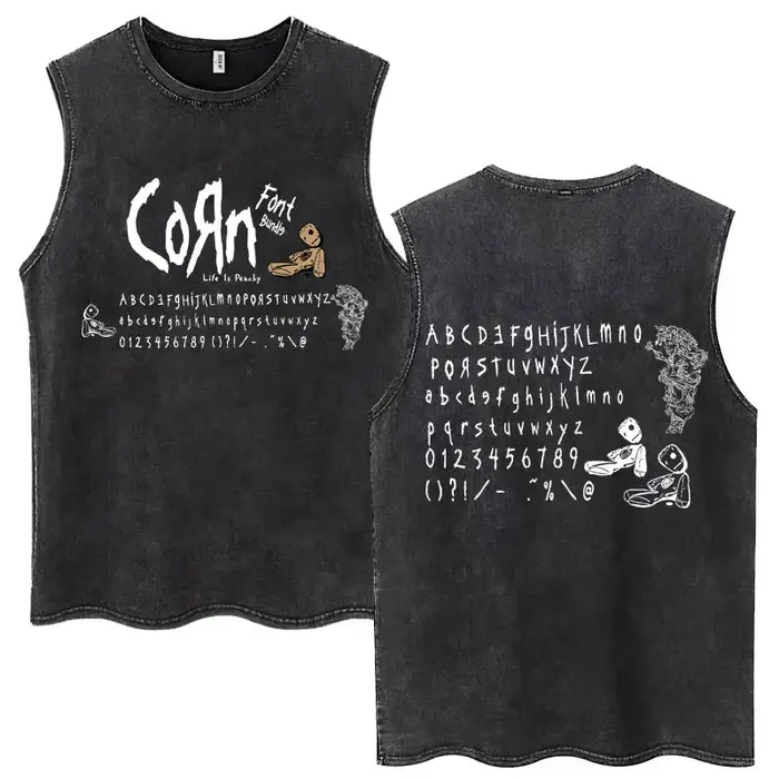 Rock Band Korn Débardeur délavé Hommes Femmes Métal Gothique Harajuku T-Shirts Sans Manches