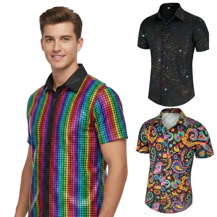 Chemise disco pour homme style années 70