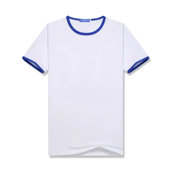T-shirt en polyester tendance, blanc, pour sublimation, été, manches courtes, col rond, pour impress