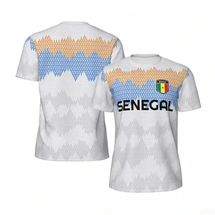 Mode drapeau du sénégal graphique Football T-shirts pour hommes tendance 3D emblème national imprimé sport