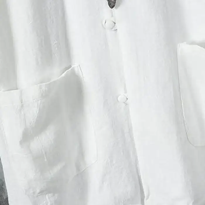 Chemise à col mandarin unie légère pour homme
