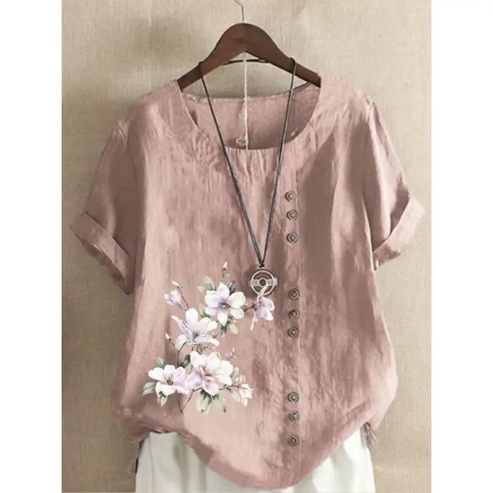T-shirt en lin de coton confortable pour femme