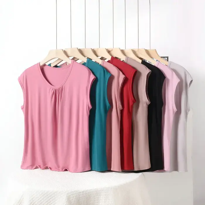 T-shirt sans manches pour femme, couleur unie, grande taille XL à 8XL