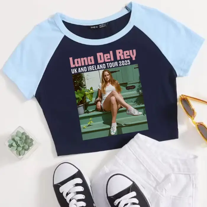 Lana Del Rey royaume-uni et irlande stade Tour 2025 culture hauts T-Shirt filles mode femmes col rond manches courtes