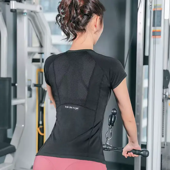 Vêtements de sport pour femmes, vêtements de yoga, t-shirt de sport pour femmes, haut de taille plus, vêtements de fitness, course à pied