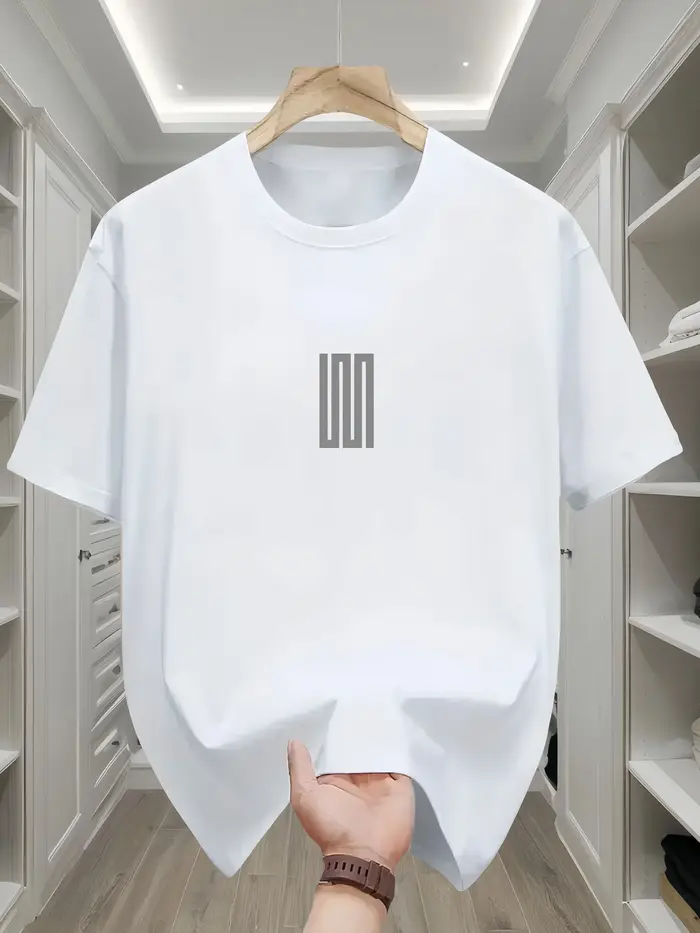 T-Shirt surdimensionné pour hommes 100 coton, col rond respirant à manches courtes avec motif de gri