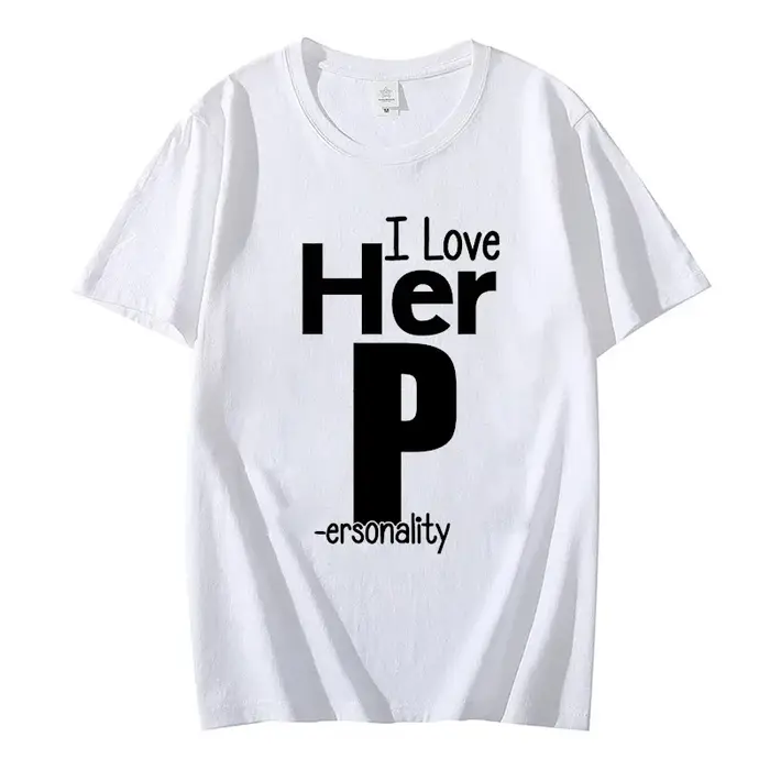 T-Shirt à Imprimé I Love His D P pour Couples