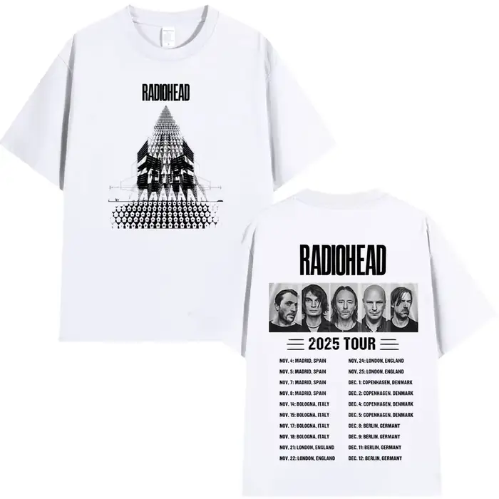 Radiohead World Tour T-shirt retour vers la route Merch surdimensionné t-shirts hommes femmes Rock Punk à manches courtes vêtements en coton lourd
