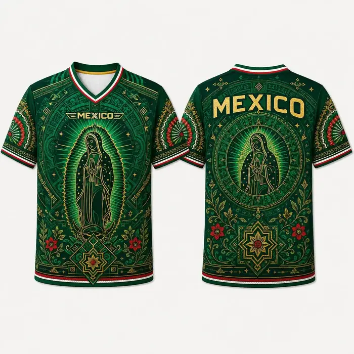 Nouveau Maillot de Foot 2026 du New Mexico – T-shirt Respirant en Maille à Col en V avec Imprimé Football – Un Indispensable pour les Fans