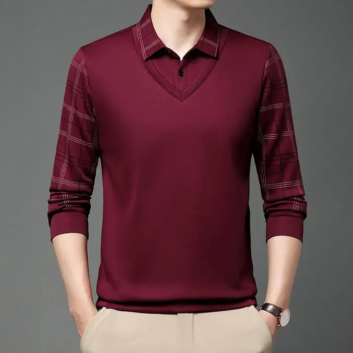 Nouveaux Polos Homme Printemps-Automne à Manches Longues