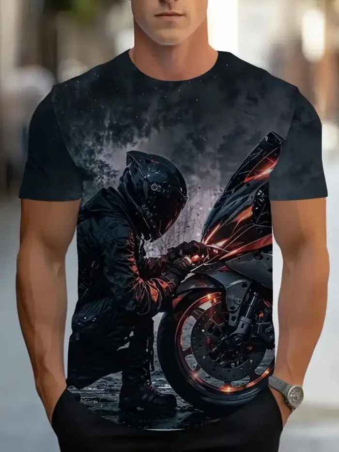 Vintage Moto graphique T-Shirt pour hommes vêtements 3D imprimé
