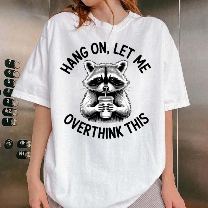 T-shirts d'été pour hommes, avec l'inscription « Hang on Let Me Overthink This Raccoon », humoristique, 100% coton