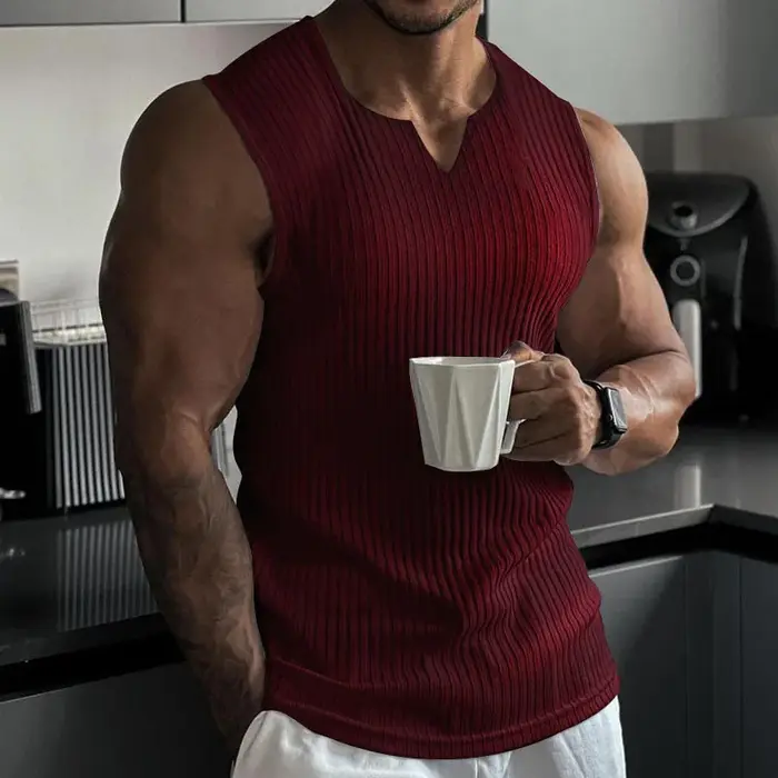 Chemise sans manches à col en V pour hommes