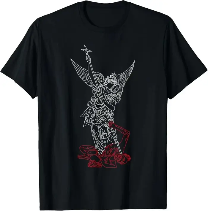 T-shirt graphique Saint Michel l'archange, t-shirt drôle en coton pour hommes et femmes, surdimensio
