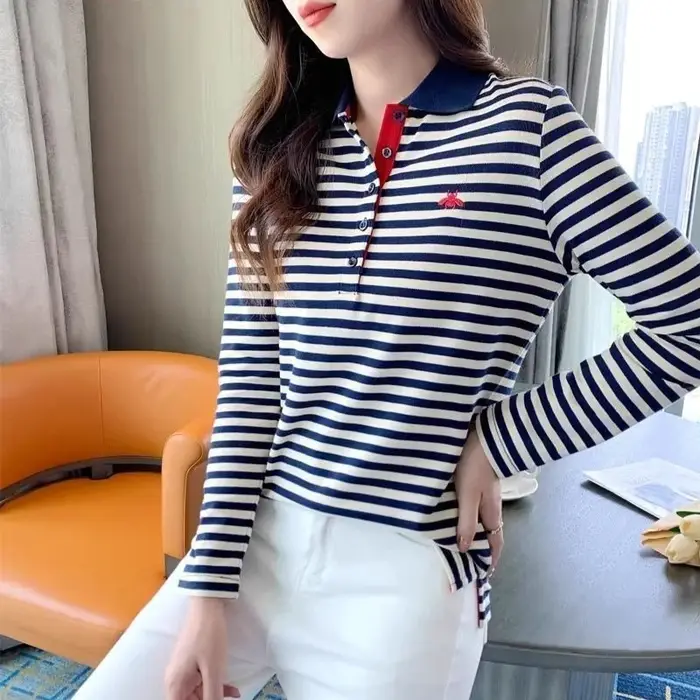 T-shirt polo amincissant coréen pour femme