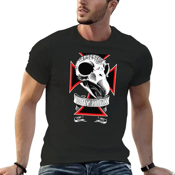 TONY HAWK-T-Shirt à Manches Courtes et Col Rond pour Homme