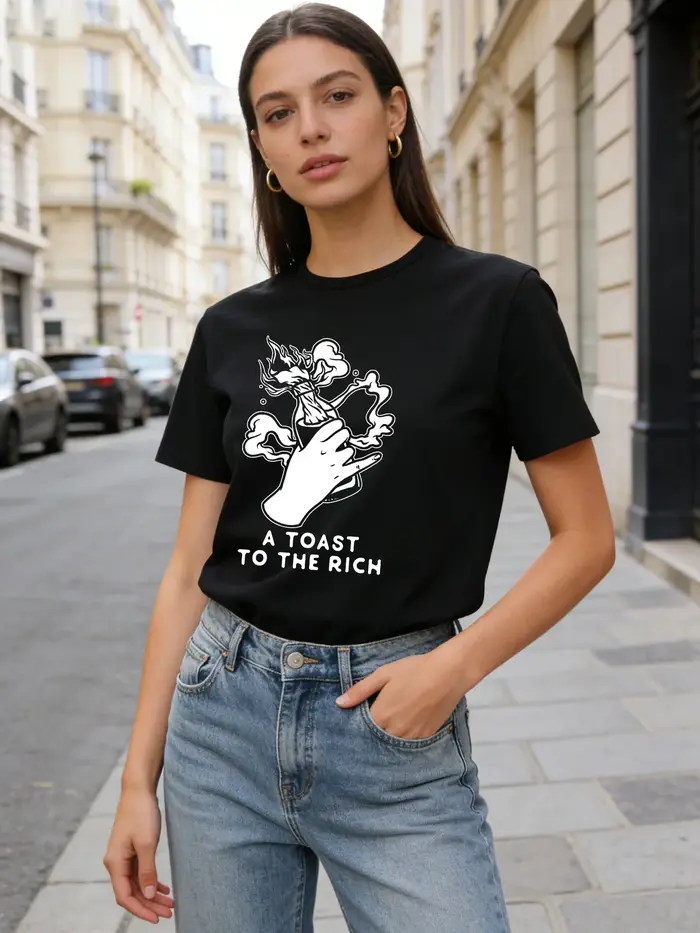 T-shirt Femme Printemps/Été 2026 avec Imprimé Lettres Personnalisées – Haut Décontracté Ample à Manc