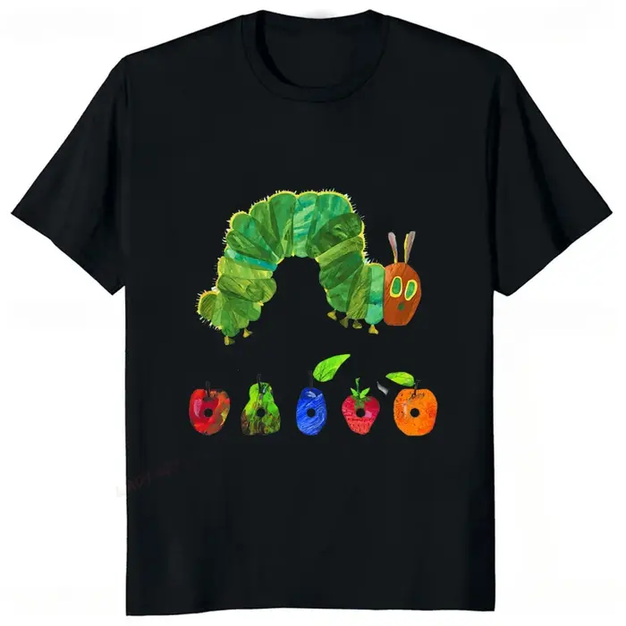 Le chenille très affamée dessin animé imprimé t-shirt Style d'été décontracté mode Couples vêtements Y2K Harajuku unisexe t-shirts