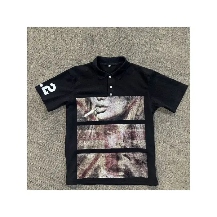 Polo à manches courtes Y2K, t-shirt imprimé, haut gothique foncé rétro, haut d'été streetwear