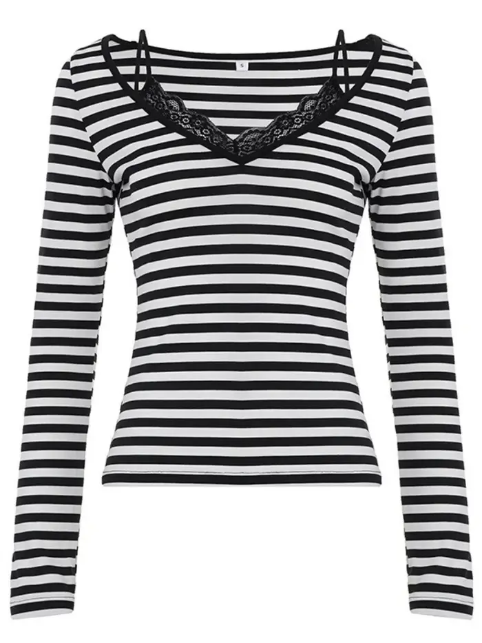 T-shirt imprimé rayé pour femmes