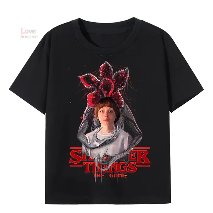 T-shirt Will Byers avec imprimé Stranger Demogorgon pour garçons et filles, t-shirt classique à manc