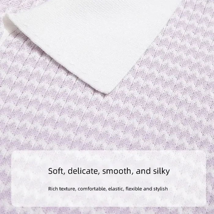 I BELIEVE YOU Polo à manches courtes en tricot à carreaux violets pour femme
