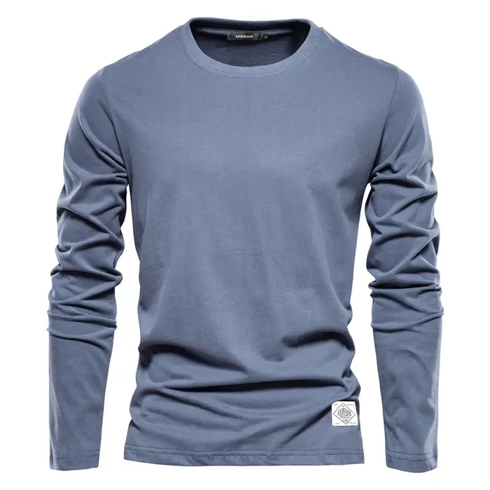 100% Coton t-shirt à manches longues pour hommes T-shirts décontractés pour hommes à printemps solid