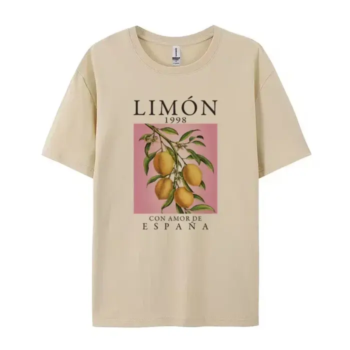 Citron Fruit imprimé T-Shirts coton femmes graphique hauts Vintage esthétique botanique Streetwear chemise Cottagecore vêtements surdimensionné