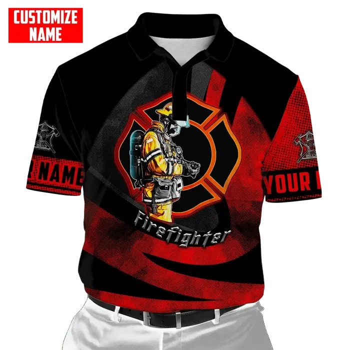 Nom personnalisé pompier 3D partout imprimé mode Polo hommes à manches courtes été T-shirt cadeau