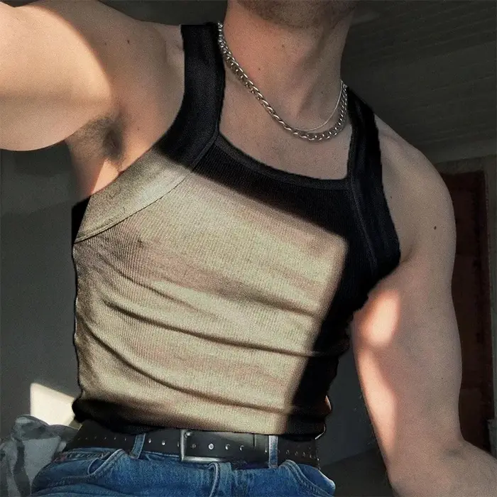 Débardeur de sport pour hommes, nouvelle mode, couleur unie, col rond, T-shirt sans manches, slim, S