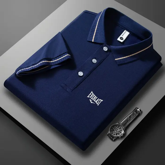 Polo Homme de Luxe à Manches Courtes avec Lettres Gaufrées