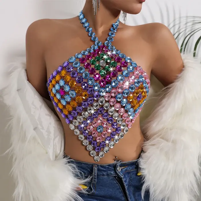 Nouvelle Arrivée 2026 – Top Court Sexy à Strass pour Festival de Musique d'Été