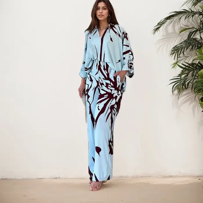 Ensemble chemise et pantalon College, haut à manches chauve-souris, pantalon large, olympiques décon