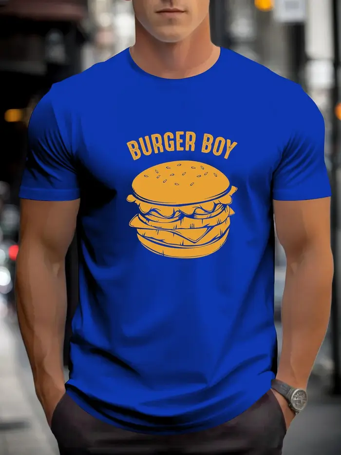 T-Shirt à manches courtes pour hommes 100% coton doux respirant BURGER BOY