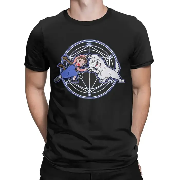 T-shirt manches courtes col rond homme, 100% coton, Fusioonn, Fullmetal, Alchemist, Anime, Vintage, 