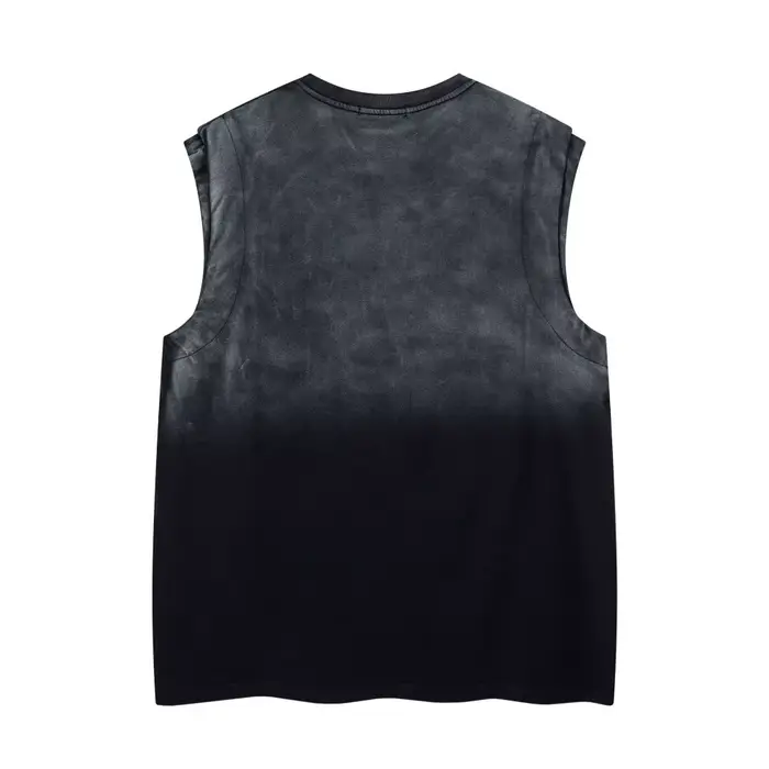 T-shirts d'été débardeurs hommes faux deux rue américaine rétro marque à la mode lourd lavé pur coto