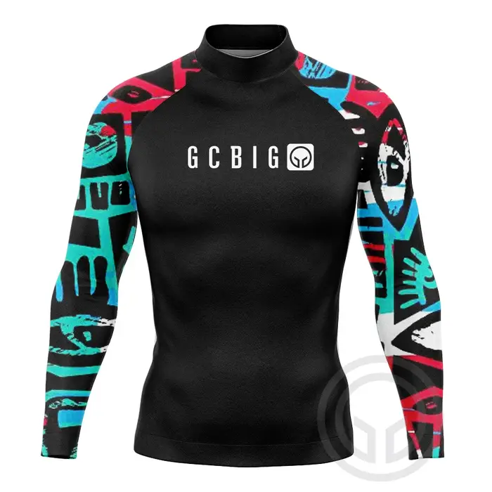 Rashguard à manches longues pour hommes, protection solaire Upf 50, chemise de surf, séchage rapide, respirant, natation, t-shirt serré, vêtements de sport de gym