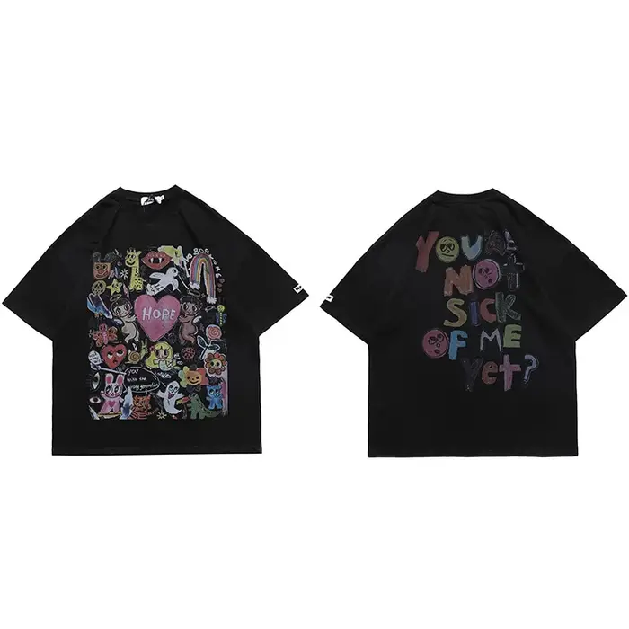T-Shirt manches courtes en coton pour homme, surdimensionné, Hip Hop, Streetwear, peinture de lettre