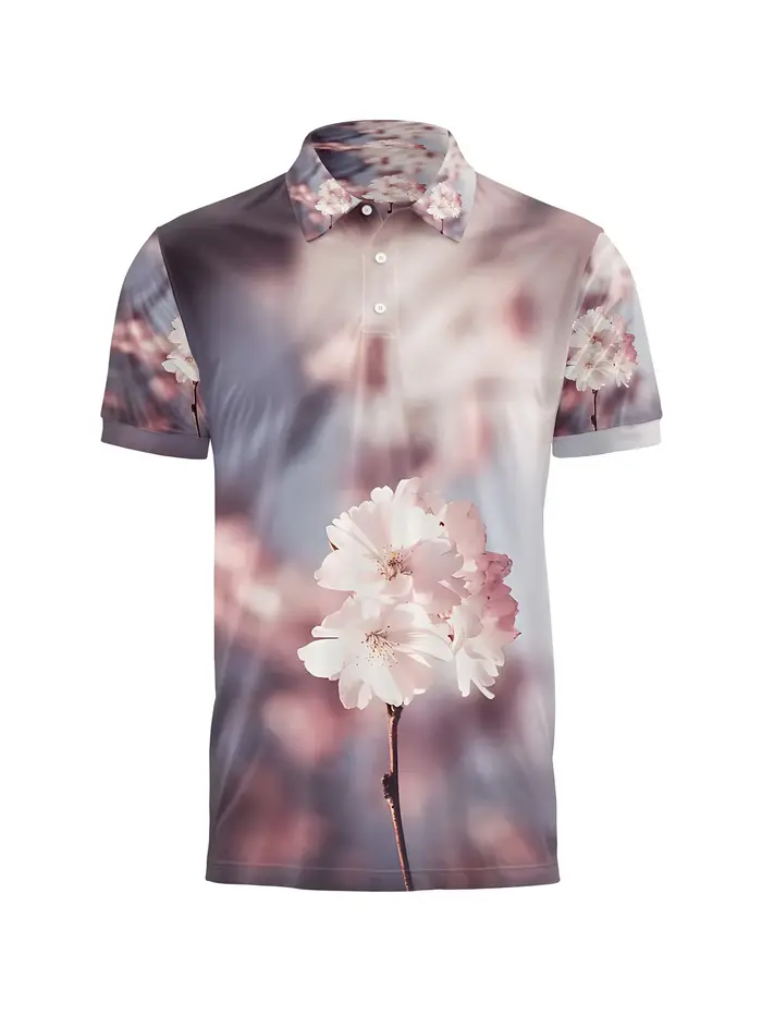 Polo à motif de fleurs de cerisier japonais pour hommes et femmes, t-shirts imprimés en 3D, style Ha