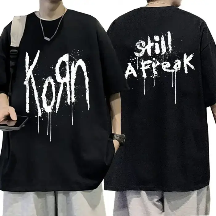 Korn Music Concert Rock Band Tour du monde T-shirt en pur coton personnalisé rue polyvalent 2024 mod