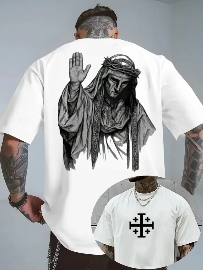 T-shirt en coton pour homme, taille européenne, Baldwin de Jérusalem _Le roi lépreux_ Croisé, col ro