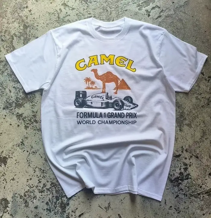 T-shirt vintage course de chameaux années 90, imprimé graphique chameau, vêtements homme femme, haut