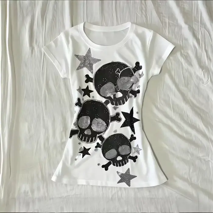 T-shirts pour femmes japonais Y2k, vêtements tendance des années 2000, hauts, imprimé graphique étoi