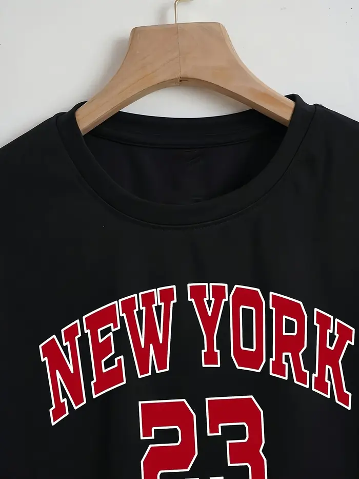 T-shirt court à imprimé lettres New York