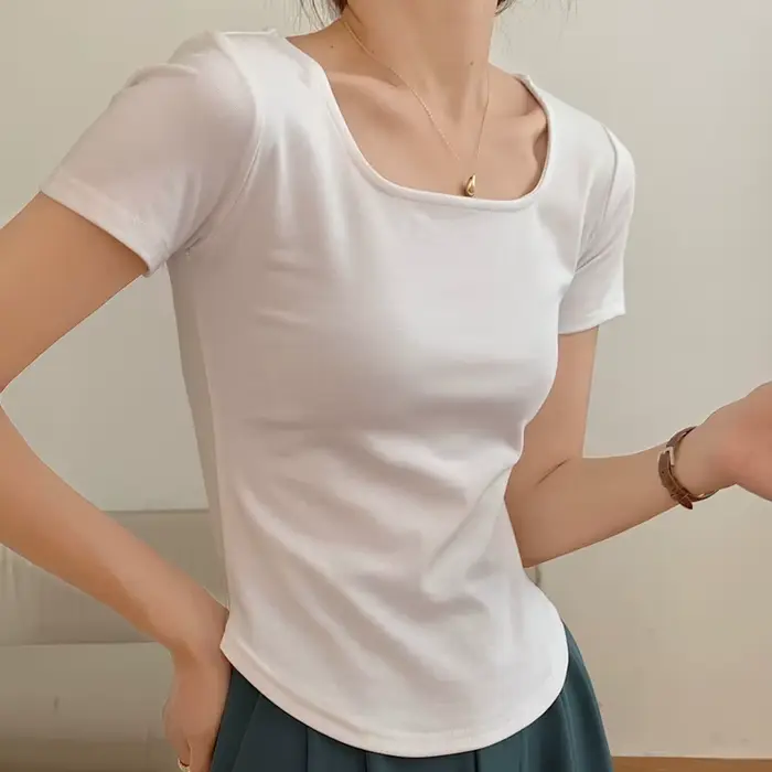 T-shirt d'été en coton à manches courtes pour femmes